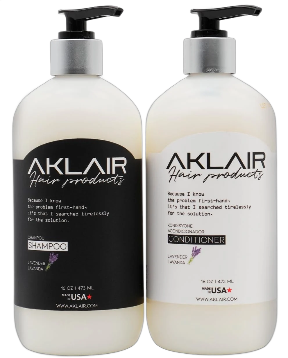 AKLAIR Biotin Shampoo and Curl Conditioner, 16 oz